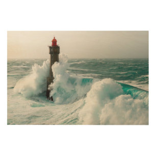 Lighthouses Jument Lighthouse Ouessant France Wood Wall Art