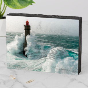 Lighthouses Jument Lighthouse Ouessant France Wooden Box Sign