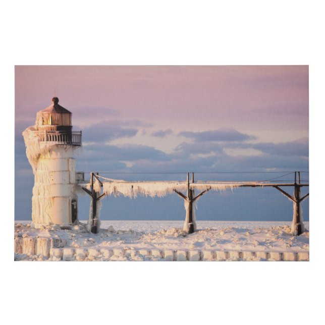 Lighthouses | Lake Michigan Lighthouse Faux Canvas Print (Front)