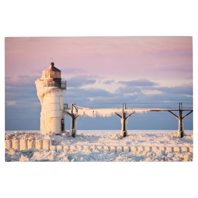 Lighthouses | Lake Michigan Lighthouse Metal Print (Front)