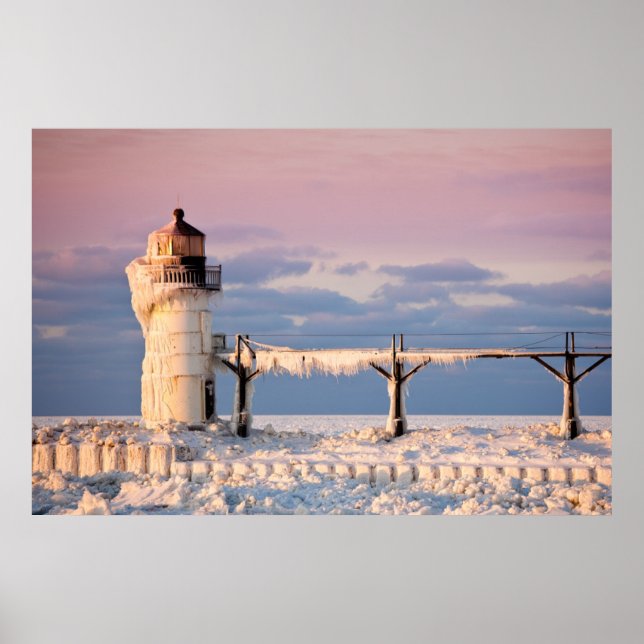 Lighthouses | Lake Michigan Lighthouse Poster (Front)
