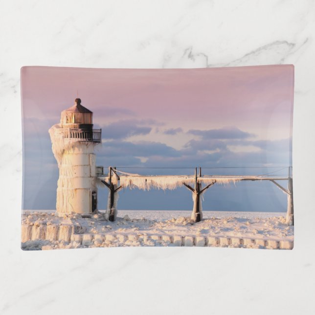 Lighthouses | Lake Michigan Lighthouse Trinket Tray (Front)