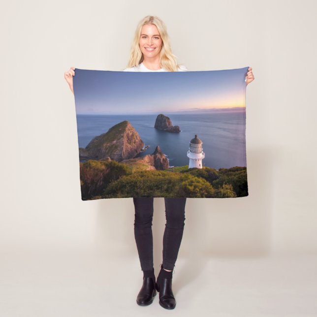 Lighthouses | Lighthouse Cape Brett New Zealand Fleece Blanket (In Situ)