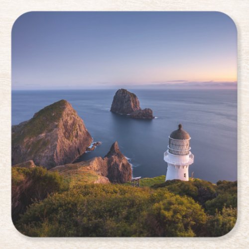 Lighthouses  Lighthouse Cape Brett New Zealand Square Paper Coaster