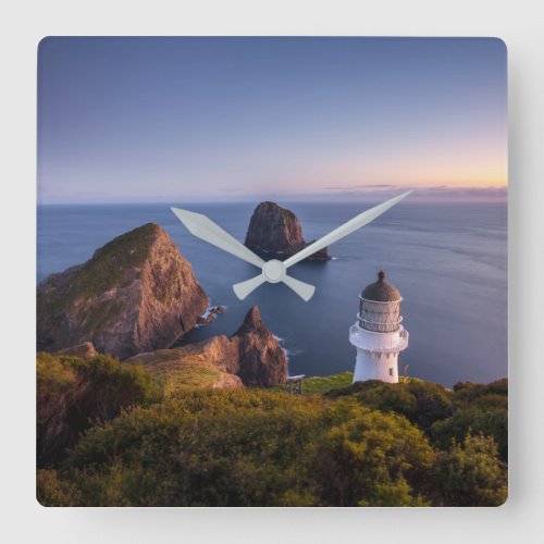 Lighthouses  Lighthouse Cape Brett New Zealand Square Wall Clock