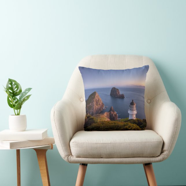 Lighthouses | Lighthouse Cape Brett New Zealand Throw Pillow (Chair)