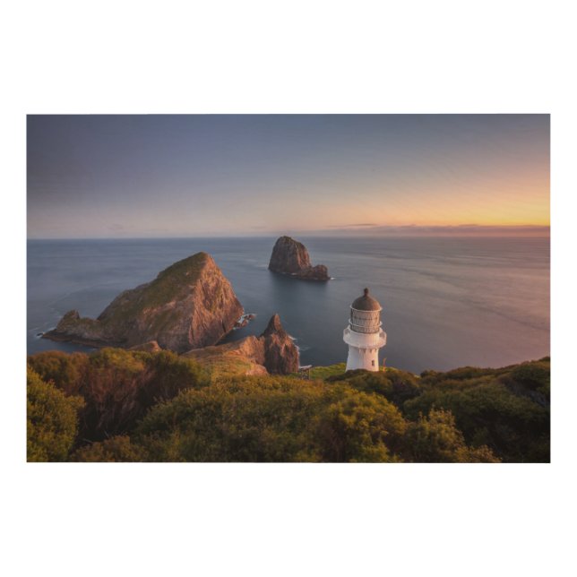 Lighthouses | Lighthouse Cape Brett New Zealand Wood Wall Art (Front)