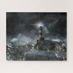 Lighthouses Lighthouse in the Storm Jigsaw Puzzle