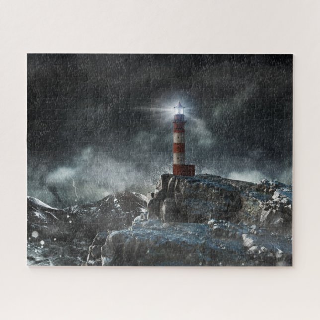 Lighthouses | Lighthouse in the Storm Jigsaw Puzzle (Horizontal)