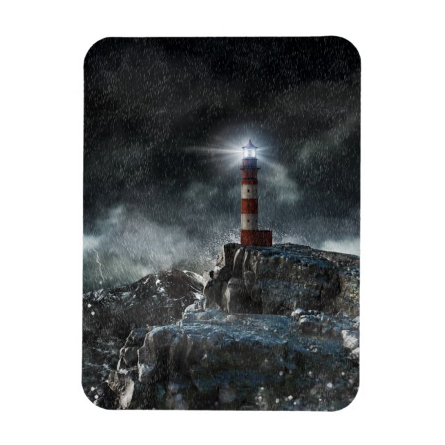 Lighthouses | Lighthouse in the Storm Magnet (Vertical)