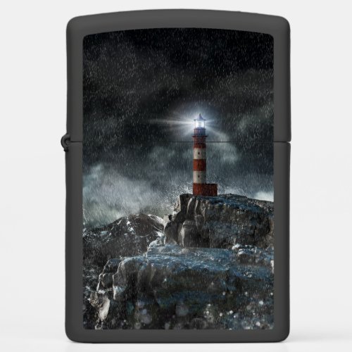 Lighthouses  Lighthouse in the Storm Zippo Lighter