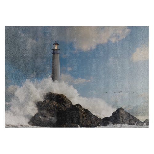 Lighthouses  Lighthouse With Crashing Waves Cutting Board