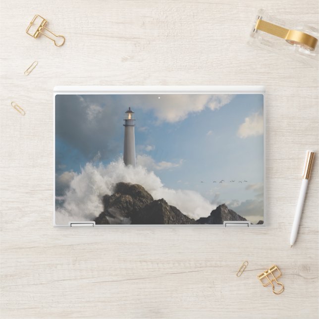 Lighthouses | Lighthouse With Crashing Waves HP Laptop Skin (Desk)
