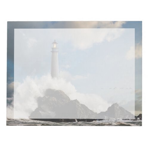 Lighthouses  Lighthouse With Crashing Waves Notepad