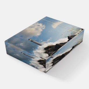 Lighthouses   Lighthouse With Crashing Waves Paperweight