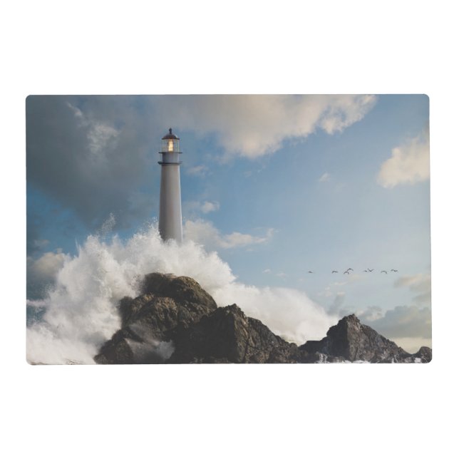 Lighthouses | Lighthouse With Crashing Waves Placemat (Front)