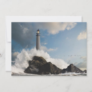 Lighthouses   Lighthouse With Crashing Waves Thank You Card