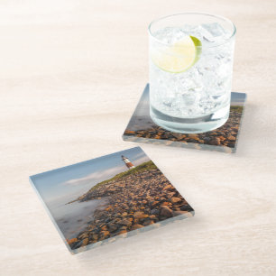 Lighthouses Montauk Point Long Island Glass Coaster
