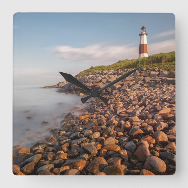 Lighthouses | Montauk Point Long Island Square Wall Clock (Front)