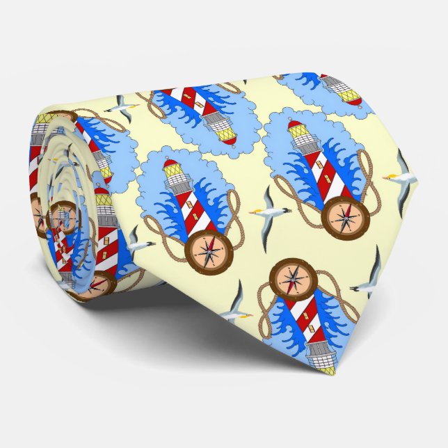 Lighthouses Neck Tie (Rolled)
