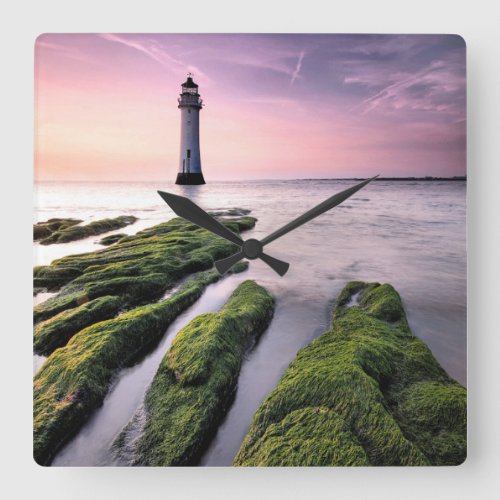 Lighthouses  New Brighton Lighthouse UK Square Wall Clock