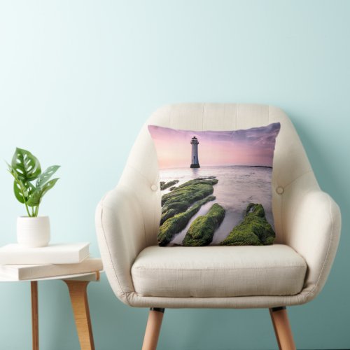 Lighthouses  New Brighton Lighthouse UK Throw Pillow