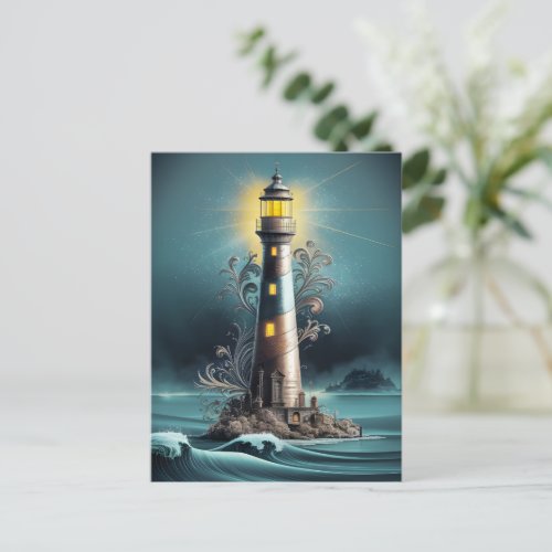 Lighthouses Nighttime Glow Postcard
