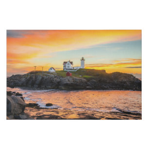 Lighthouses   Nubble Lighthouse Maine Faux Canvas Print