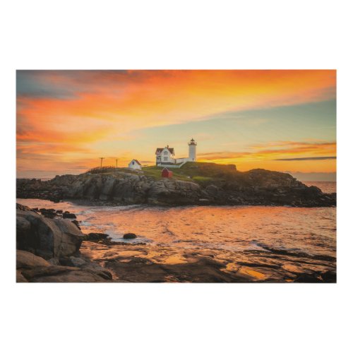 Lighthouses  Nubble Lighthouse Maine Wood Wall Art