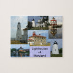 Lighthouses of Maryland Jigsaw Puzzle<br><div class="desc">Cove Point,  Piney Point,  Drum Point,  and Lookout Point lighthouses in Maryland.</div>