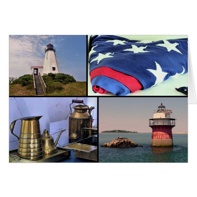 Lighthouses of Plymouth, MA Cards (Front Horizontal)