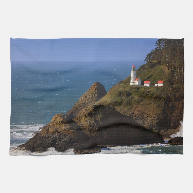 Lighthouses | Oregon Coast Lighthouse Kitchen Towel (Horizontal)