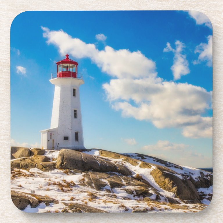 Lighthouses | Peggy&#39;s Cove Nova Scotia Beverage Coaster