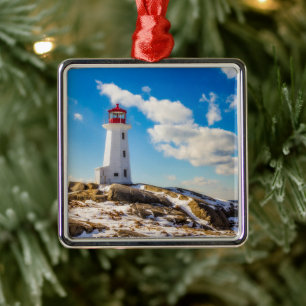 Lighthouses Peggy's Cove Nova Scotia Metal Ornament