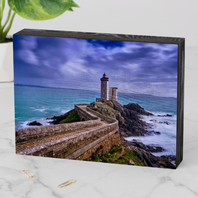 Lighthouses | Petit Minou Lighthouse France Wooden Box Sign (In Situ Horizontal)
