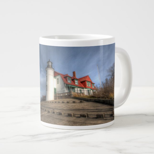 Lighthouses | Point Betsie Lake Michigan Giant Coffee Mug (Front Right)