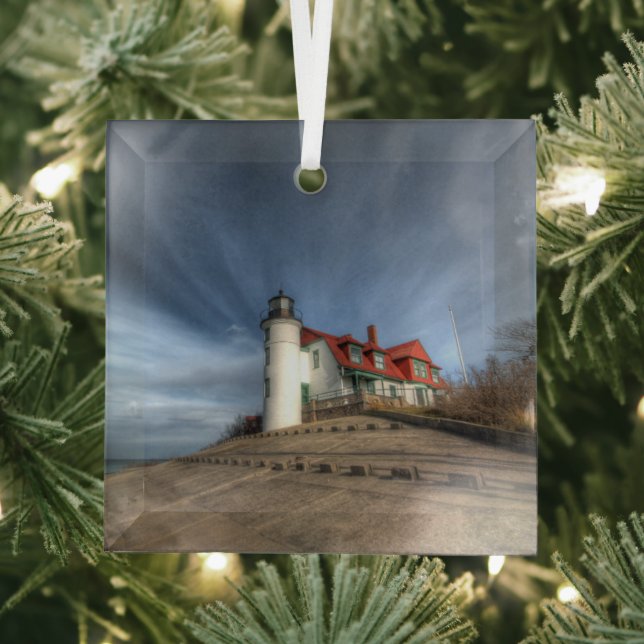 Lighthouses | Point Betsie Lake Michigan Glass Ornament (Insitu)