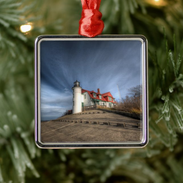 Lighthouses | Point Betsie Lake Michigan Metal Ornament (Tree)