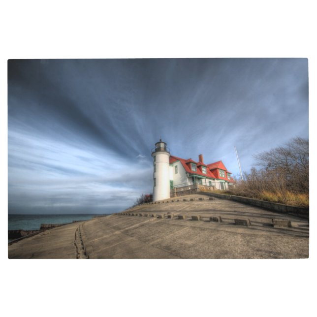 Lighthouses | Point Betsie Lake Michigan Metal Print (Front)