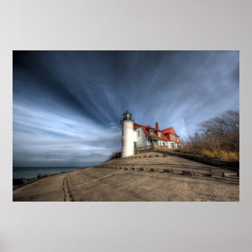 Lighthouses  Point Betsie Lake Michigan Poster