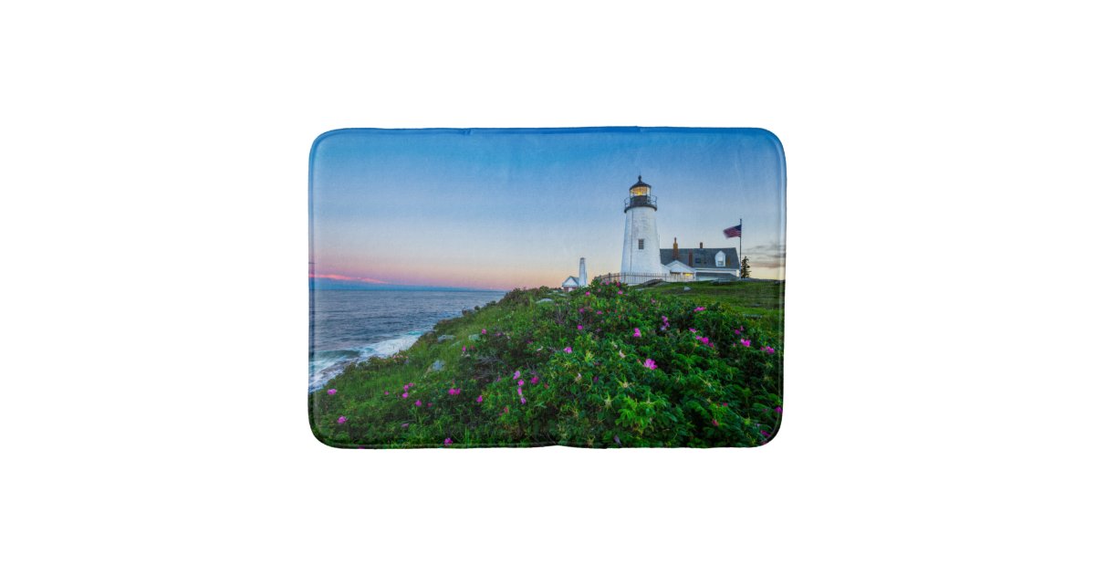 Lighthouses | Point Lighthouse Bristol Maine Bath Mat | Zazzle