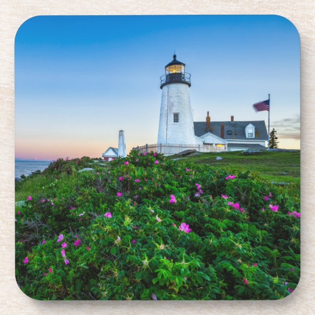 Lighthouses | Point Lighthouse Bristol  Maine Beverage Coaster (Front)