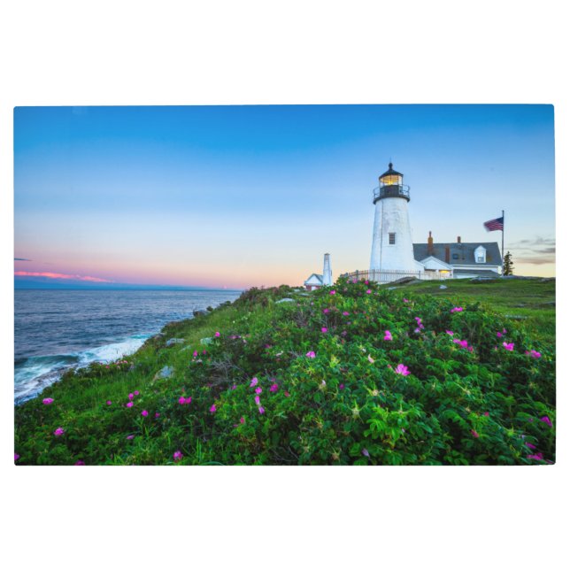 Lighthouses | Point Lighthouse Bristol  Maine Metal Print (Front)
