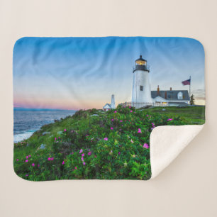 Lighthouses Point Lighthouse Bristol Maine Sherpa Blanket