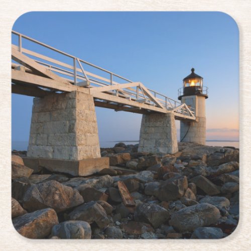 Lighthouses  Port Clyde Maine Lighthouse Square Paper Coaster