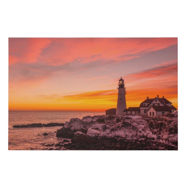 Lighthouses |  Portland Head Cape Elizabeth Maine Faux Canvas Print (Front)