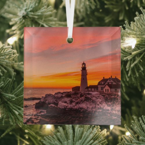 Lighthouses |  Portland Head Cape Elizabeth Maine Glass Ornament
