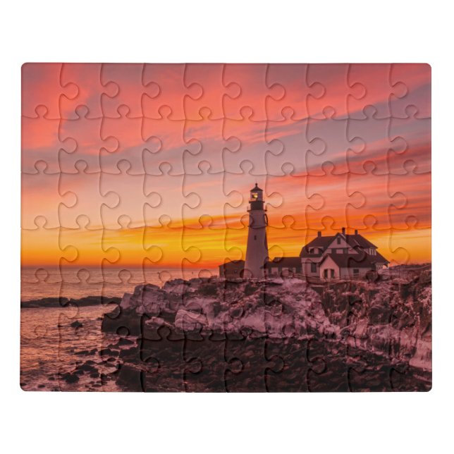 Lighthouses |  Portland Head Cape Elizabeth Maine Jigsaw Puzzle (Puzzle Horizontal)