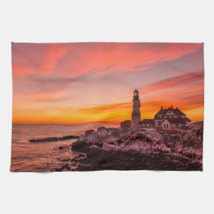 Lighthouses Portland Head Cape Elizabeth Maine Kitchen Towel