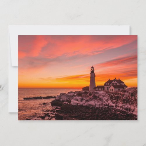 Lighthouses   Portland Head Cape Elizabeth Maine Thank You Card